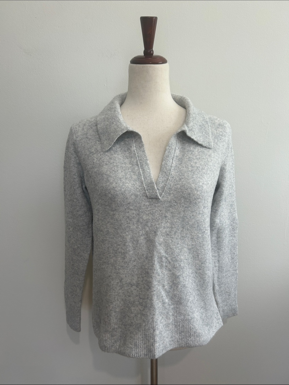 J. Crew Light Gray Collared V-Neck Sweater Size XS